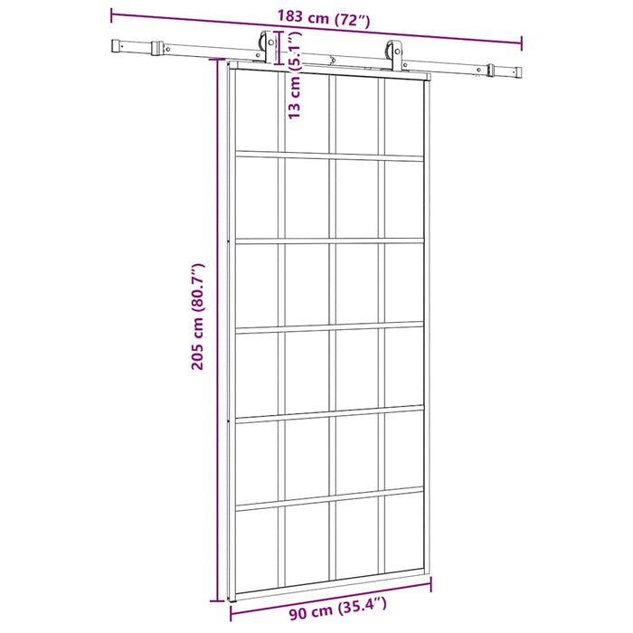 Ușă glisantă cu set de feronerie neagră 90x205 cm Sticlă ESG - WALTI WALTI