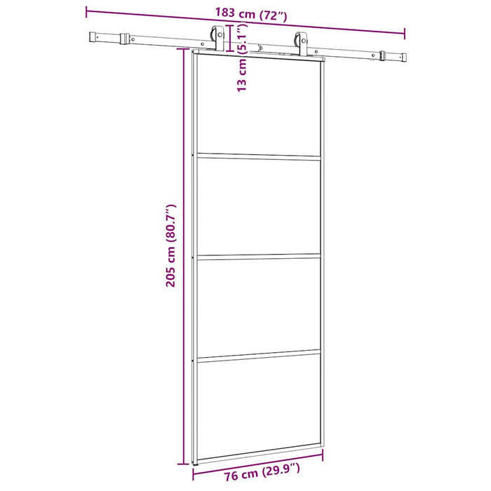 Ușă glisantă cu set de feronerie neagră 76x205 cm Sticlă ESG - WALTI WALTI