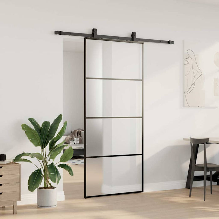 Ușă glisantă cu set de feronerie neagră 90x205 cm Sticlă ESG - WALTI WALTI