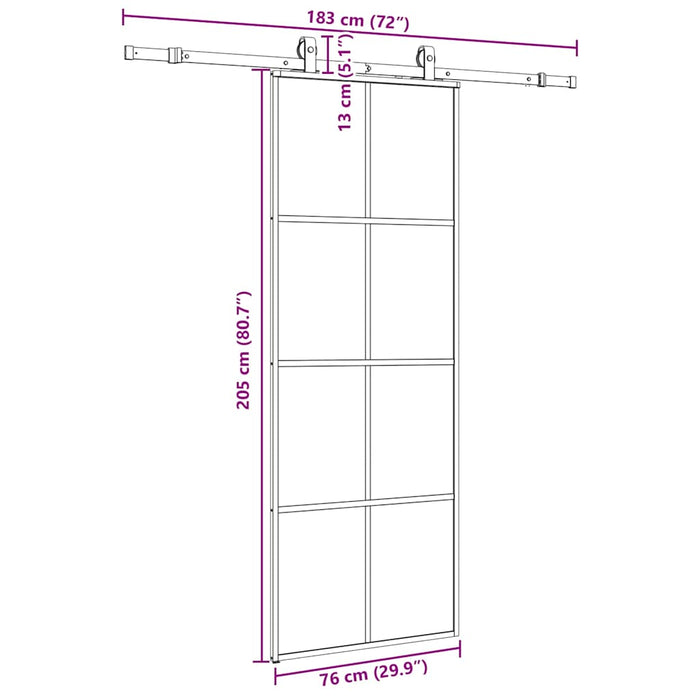 Ușă glisantă cu set de feronerie neagră 76x205 cm Sticlă ESG - WALTI WALTI