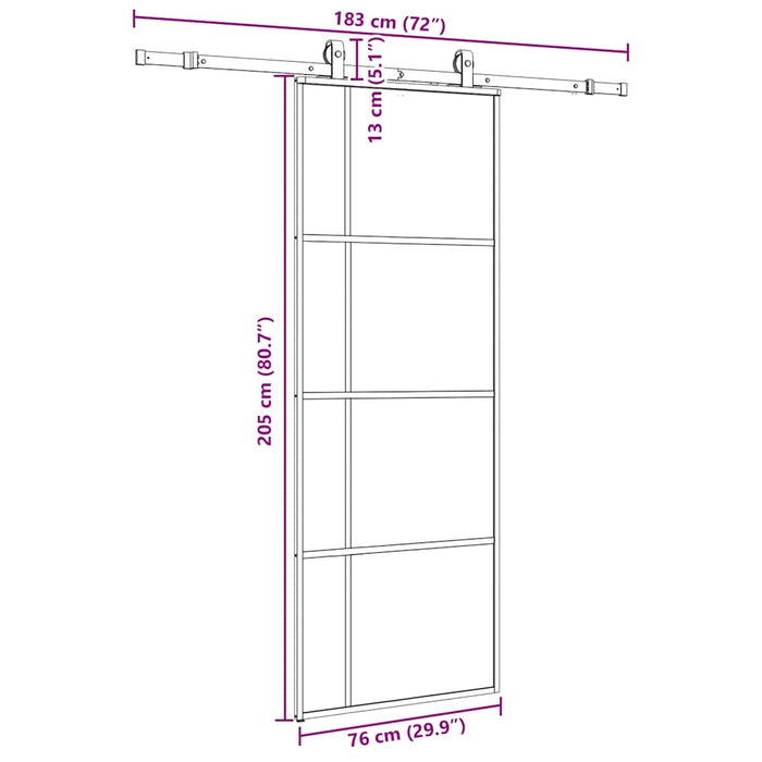 Ușă glisantă cu set de feronerie neagră 76x205 cm Sticlă ESG - WALTI WALTI