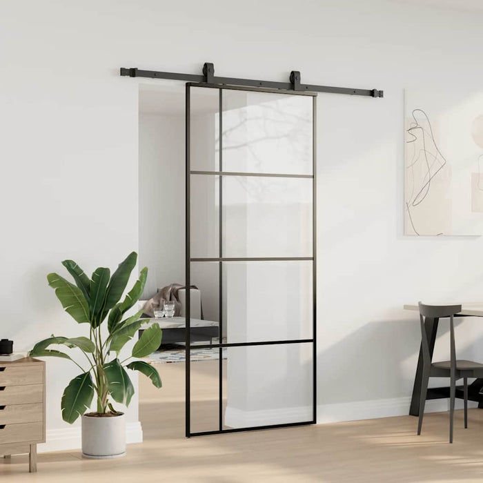 Ușă glisantă cu set de feronerie neagră 90x205 cm Sticlă ESG - WALTI WALTI