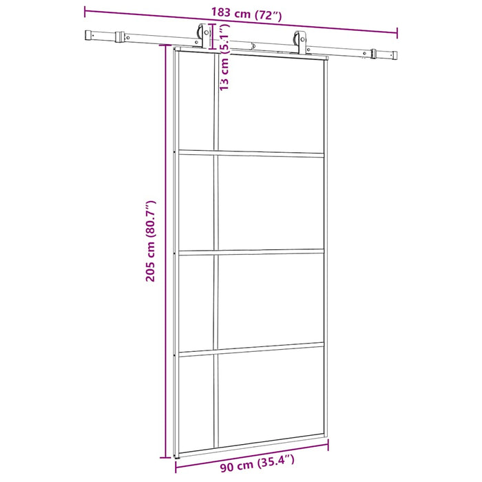 Ușă glisantă cu set de feronerie neagră 90x205 cm Sticlă ESG - WALTI WALTI
