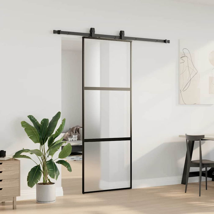 Ușă glisantă cu set feronerie neagră 76x205cm sticlă securizată - WALTI WALTI