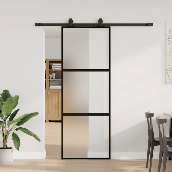 Ușă glisantă cu set feronerie neagră 76x205cm sticlă securizată - WALTI WALTI
