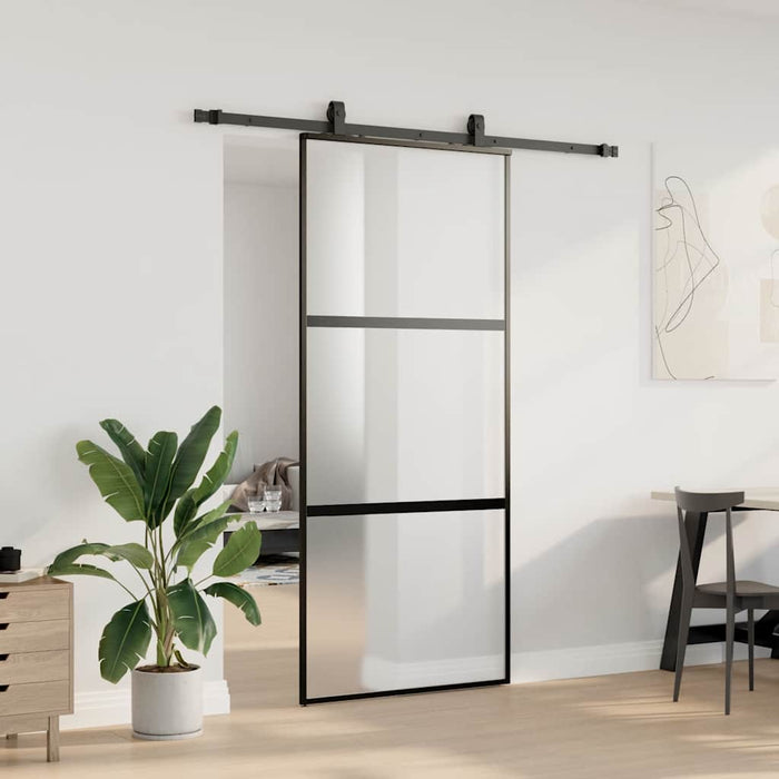 Ușă glisantă cu set feronerie neagră 90x205cm sticlă securizată - WALTI WALTI