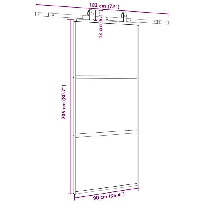 Ușă glisantă cu set feronerie neagră 90x205cm sticlă securizată - WALTI WALTI