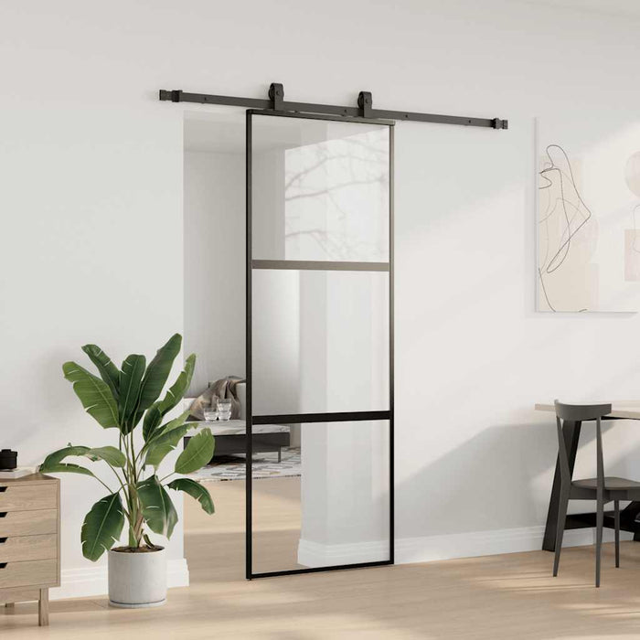 Ușă glisantă cu set feronerie neagră 76x205cm sticlă securizată - WALTI WALTI