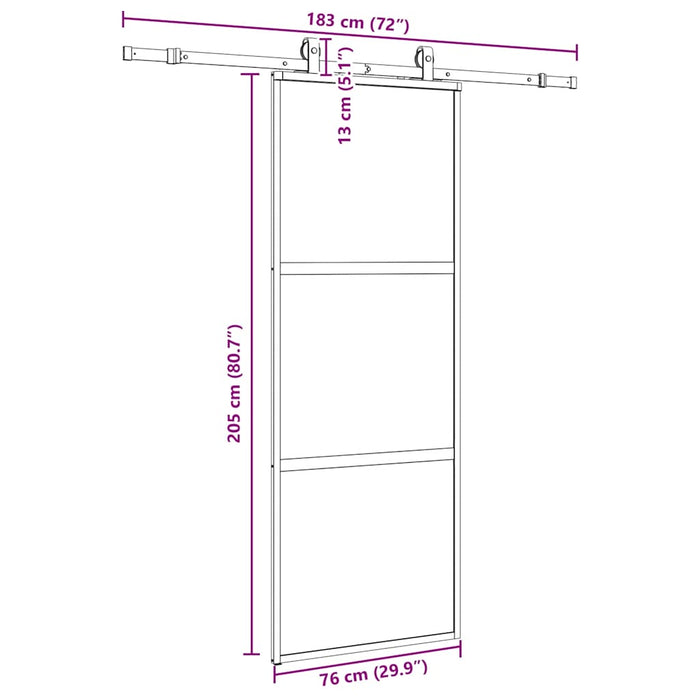Ușă glisantă cu set feronerie neagră 76x205cm sticlă securizată - WALTI WALTI