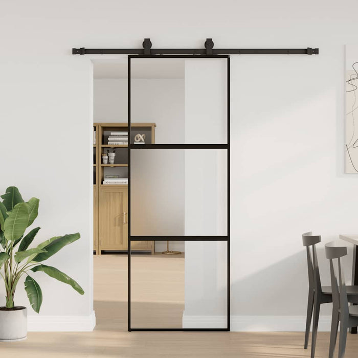 Ușă glisantă cu set feronerie neagră 76x205cm sticlă securizată - WALTI WALTI