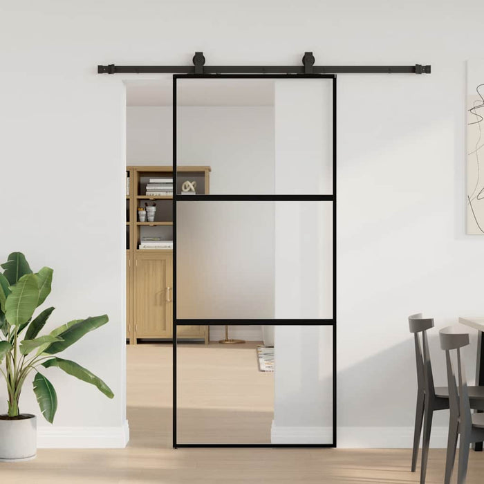 Ușă glisantă cu set feronerie neagră 90x205cm sticlă securizată - WALTI WALTI