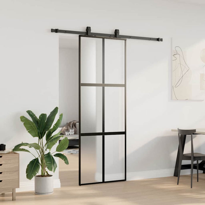 Ușă glisantă cu set feronerie neagră 76x205cm sticlă securizată - WALTI WALTI