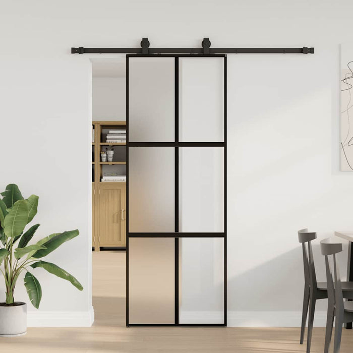 Ușă glisantă cu set feronerie neagră 76x205cm sticlă securizată - WALTI WALTI