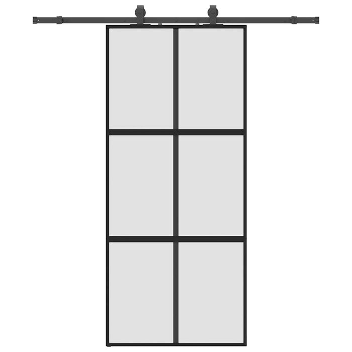 Ușă glisantă cu set feronerie neagră 90x205cm sticlă securizată - WALTI WALTI