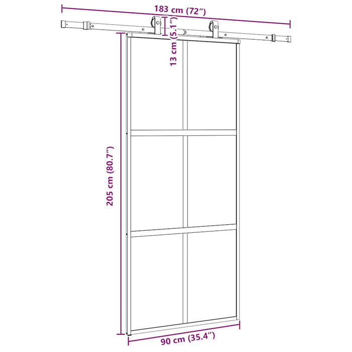 Ușă glisantă cu set feronerie neagră 90x205cm sticlă securizată - WALTI WALTI