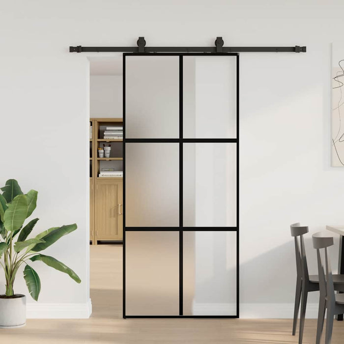Ușă glisantă cu set feronerie neagră 90x205cm sticlă securizată - WALTI WALTI