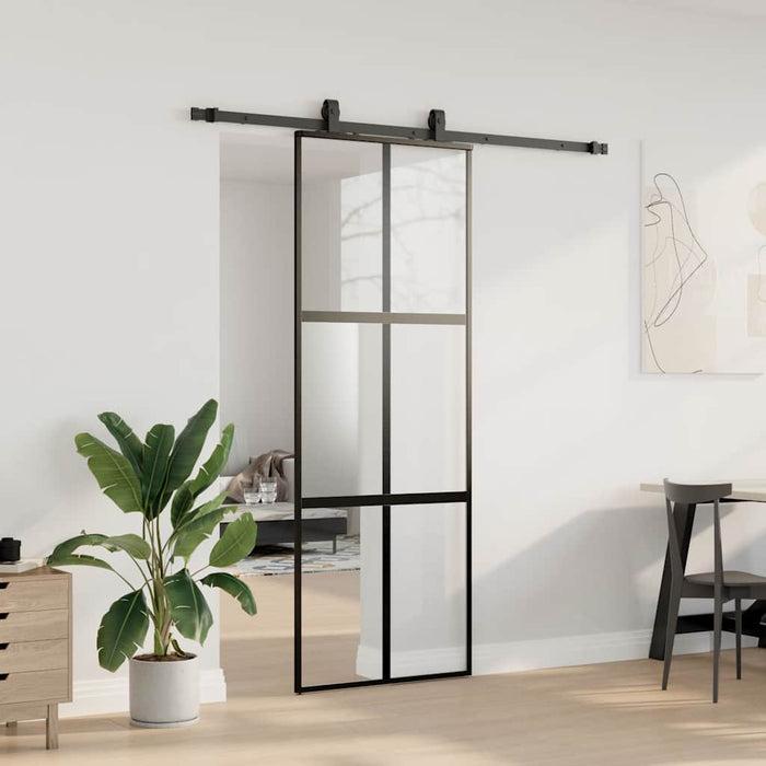 Ușă glisantă cu set feronerie neagră 76x205cm sticlă securizată - WALTI WALTI