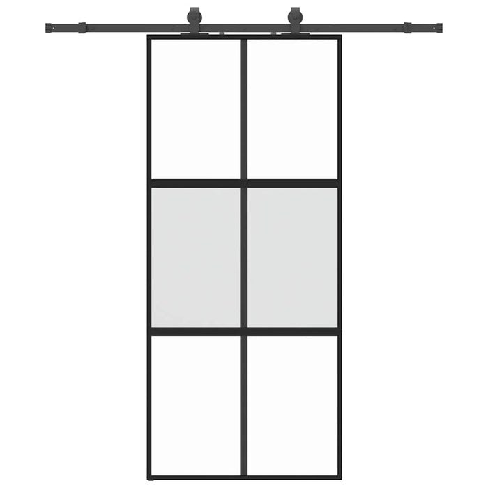Ușă glisantă cu set feronerie neagră 90x205cm sticlă securizată - WALTI WALTI