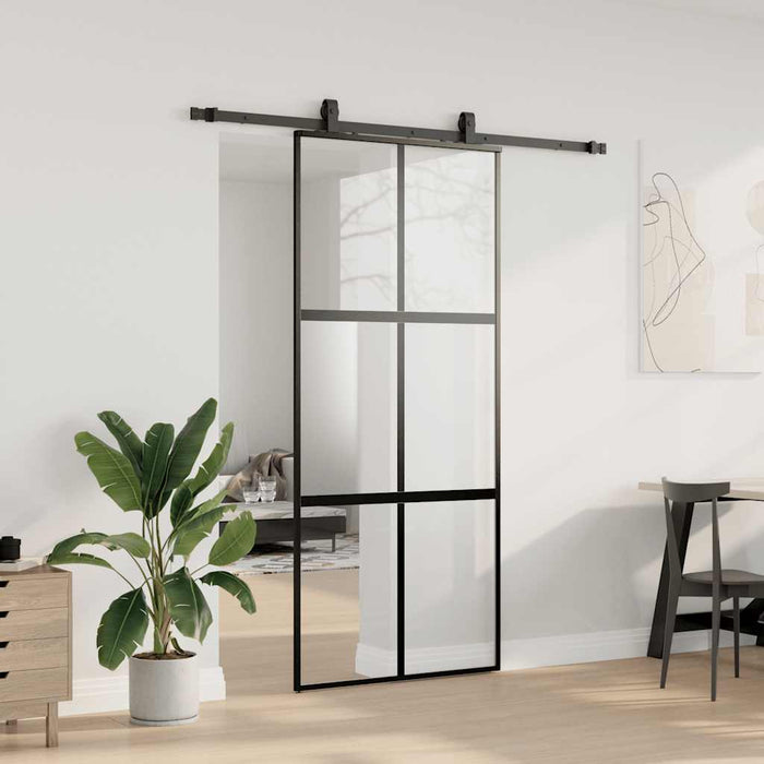Ușă glisantă cu set feronerie neagră 90x205cm sticlă securizată - WALTI WALTI