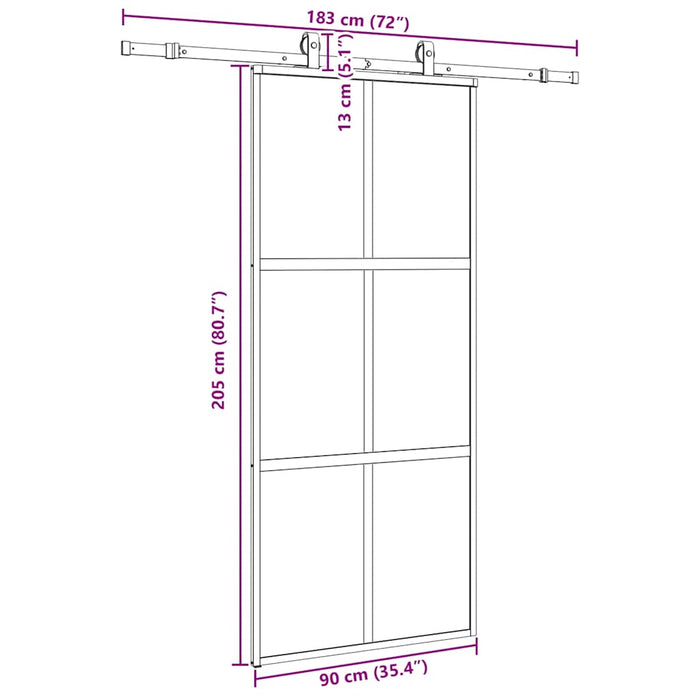 Ușă glisantă cu set feronerie neagră 90x205cm sticlă securizată - WALTI WALTI