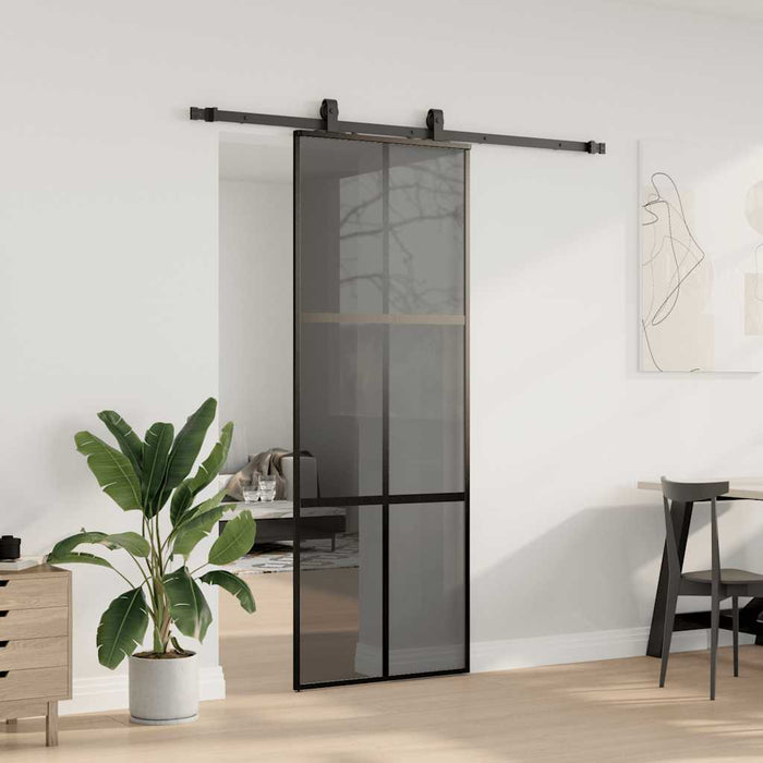 Ușă glisantă cu set feronerie neagră 76x205cm sticlă securizată - WALTI WALTI