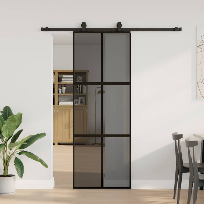 Ușă glisantă cu set feronerie neagră 76x205cm sticlă securizată - WALTI WALTI