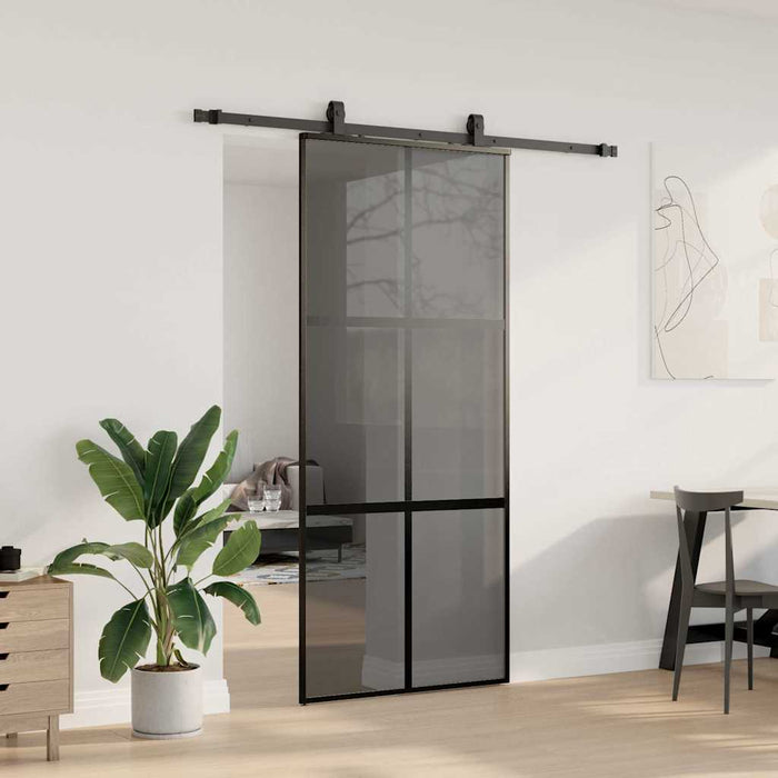 Ușă glisantă cu set feronerie neagră 90x205cm sticlă securizată - WALTI WALTI