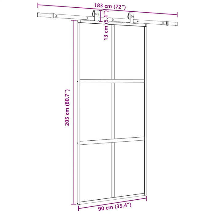 Ușă glisantă cu set feronerie neagră 90x205cm sticlă securizată - WALTI WALTI