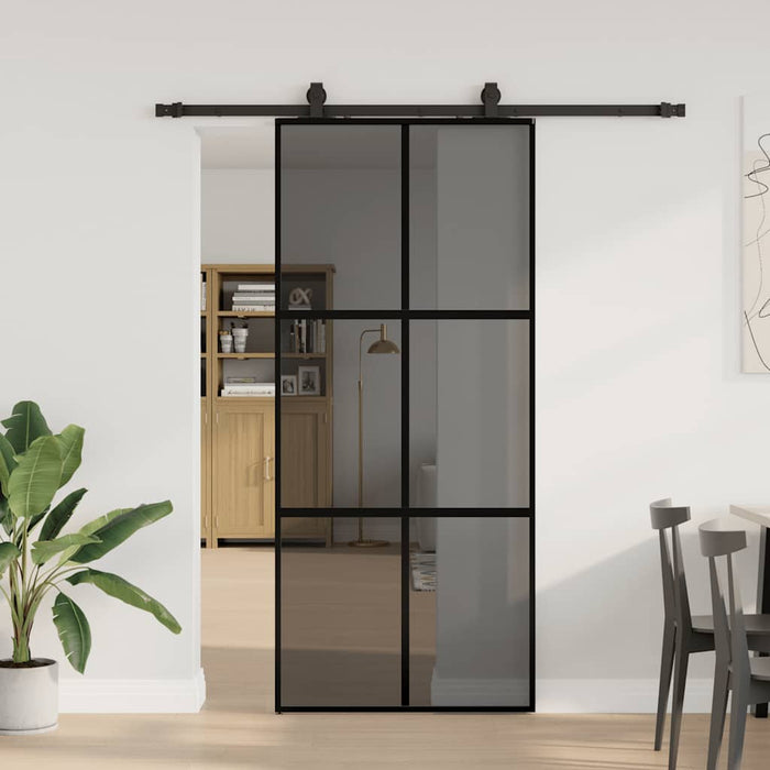 Ușă glisantă cu set feronerie neagră 90x205cm sticlă securizată - WALTI WALTI