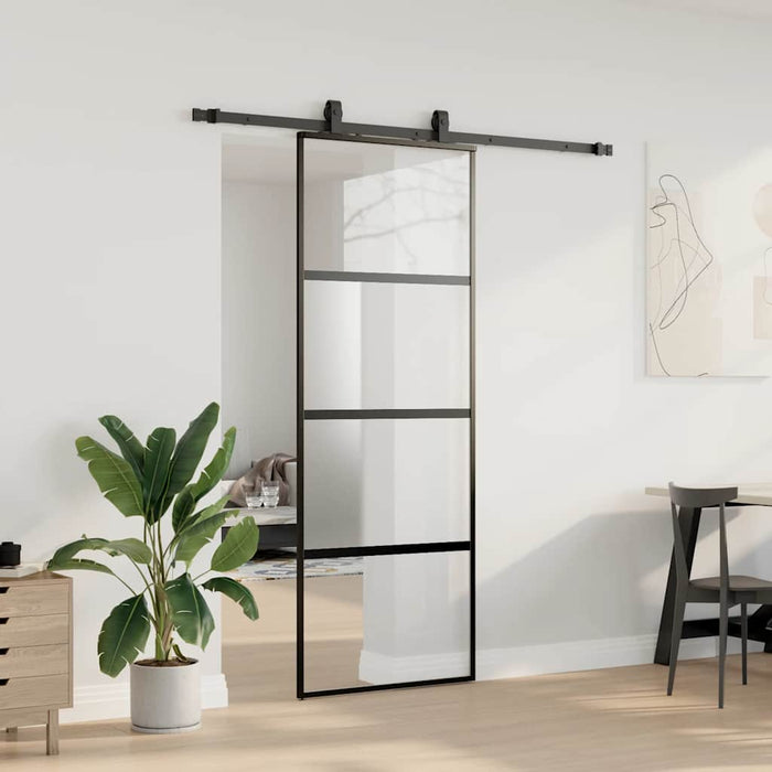 Ușă glisantă cu set feronerie neagră 76x205cm sticlă securizată - WALTI WALTI