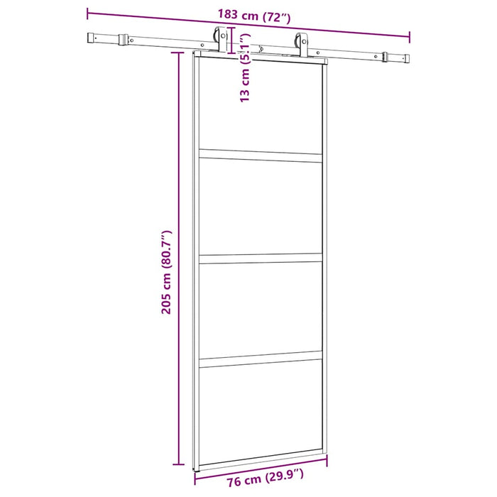 Ușă glisantă cu set feronerie neagră 76x205cm sticlă securizată - WALTI WALTI