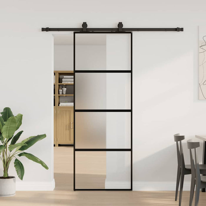 Ușă glisantă cu set feronerie neagră 76x205cm sticlă securizată - WALTI WALTI