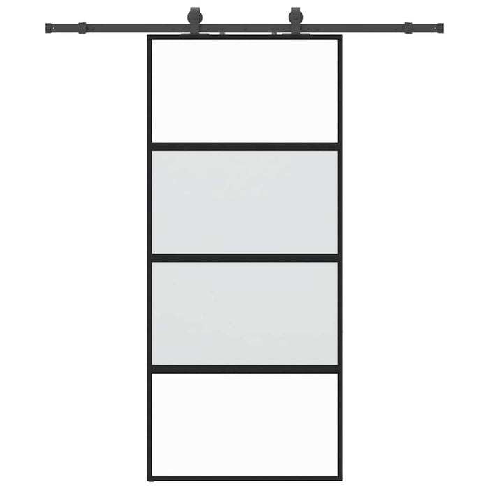 Ușă glisantă cu set feronerie neagră 90x205cm sticlă securizată - WALTI WALTI