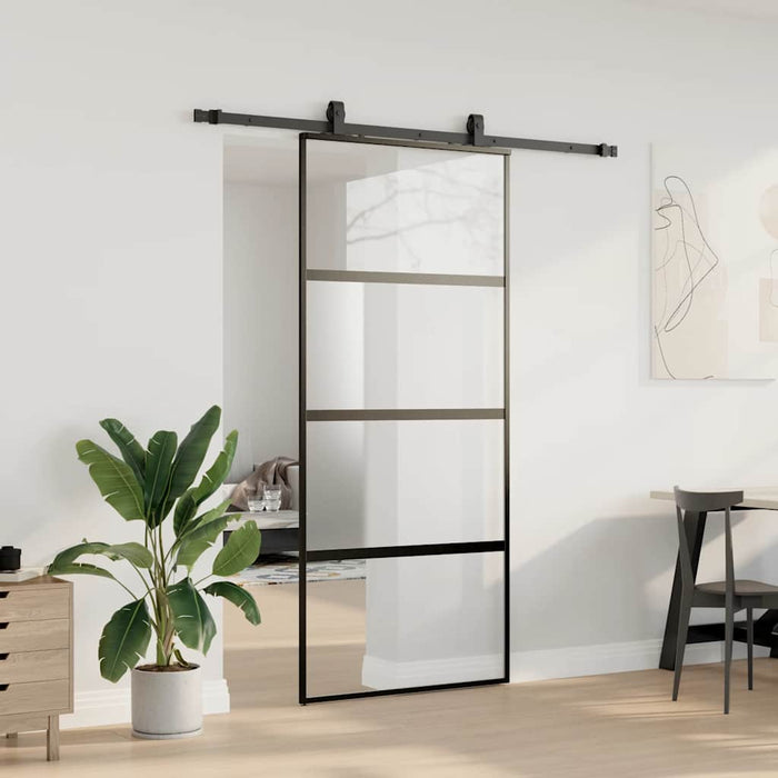 Ușă glisantă cu set feronerie neagră 90x205cm sticlă securizată - WALTI WALTI