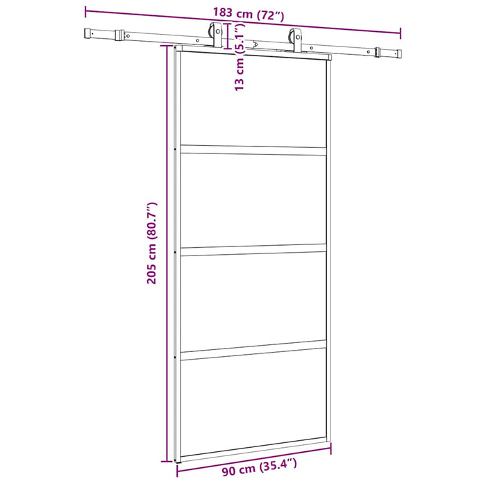 Ușă glisantă cu set feronerie neagră 90x205cm sticlă securizată - WALTI WALTI