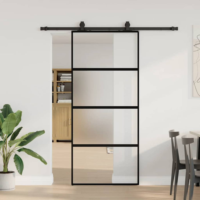 Ușă glisantă cu set feronerie neagră 90x205cm sticlă securizată - WALTI WALTI