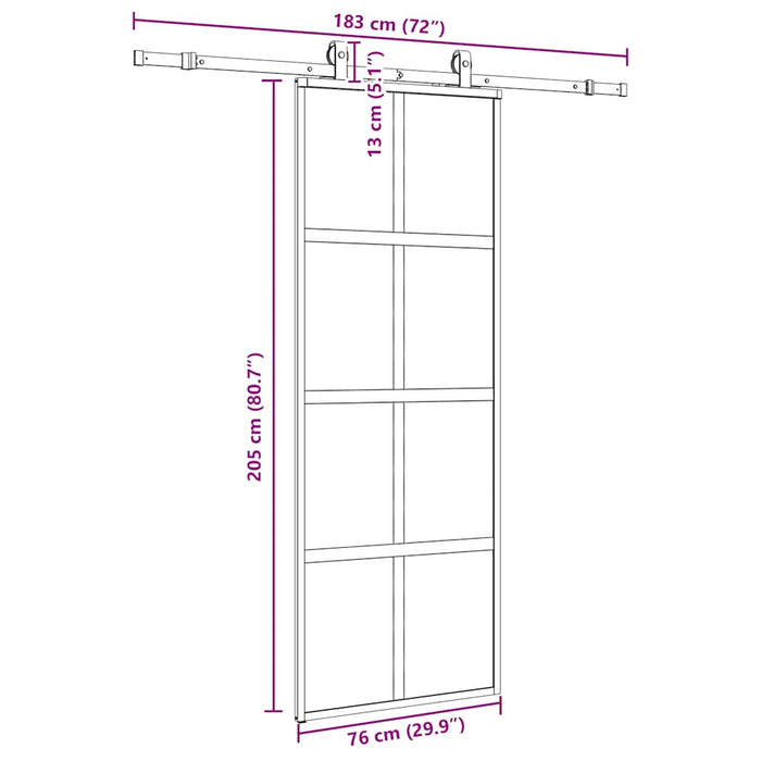 Ușă glisantă cu set feronerie neagră 76x205cm sticlă securizată - WALTI WALTI
