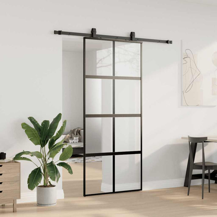 Ușă glisantă cu set feronerie neagră 90x205cm sticlă securizată - WALTI WALTI