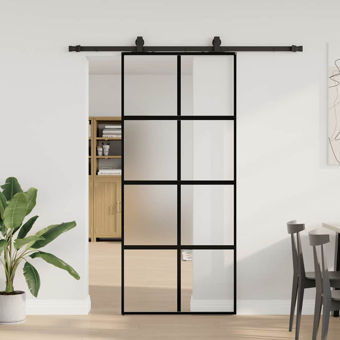 Ușă glisantă cu set feronerie neagră 90x205cm sticlă securizată - WALTI WALTI