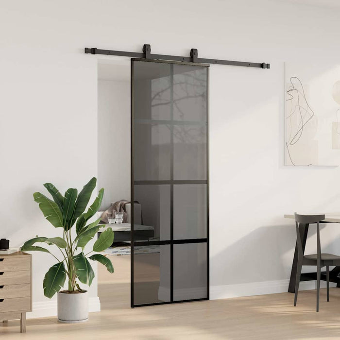 Ușă glisantă cu set feronerie neagră 76x205cm sticlă securizată - WALTI WALTI