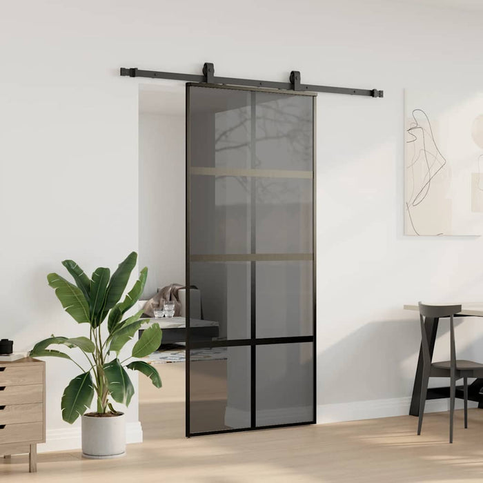 Ușă glisantă cu set feronerie neagră 90x205cm sticlă securizată - WALTI WALTI