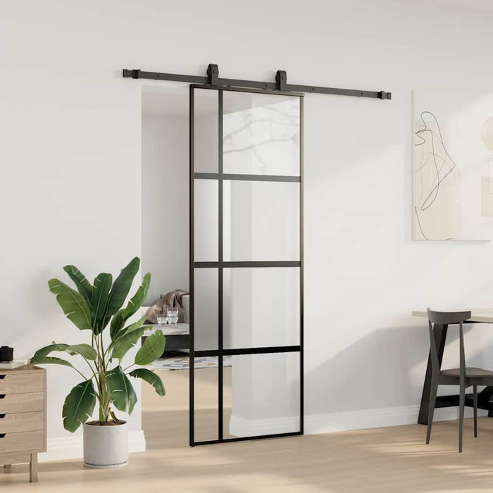 Ușă glisantă cu set feronerie neagră 76x205cm sticlă securizată - WALTI WALTI
