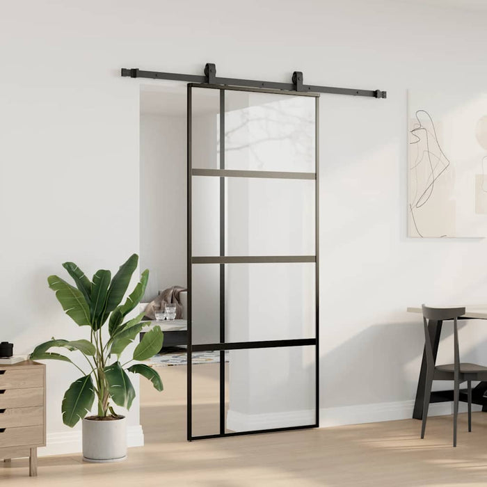 Ușă glisantă cu set feronerie neagră 90x205cm sticlă securizată - WALTI WALTI
