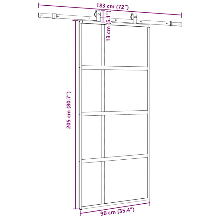 Ușă glisantă cu set feronerie neagră 90x205cm sticlă securizată - WALTI WALTI