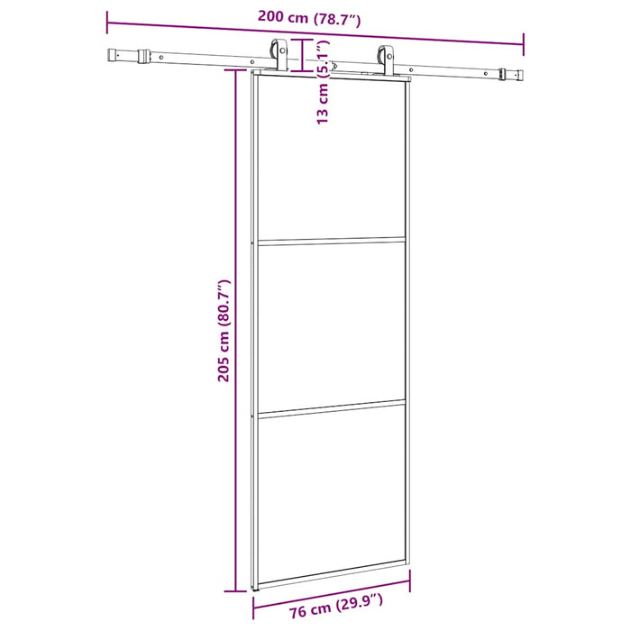 Ușă glisantă cu set de feronerie neagră 76x205 cm Sticlă ESG - WALTI WALTI