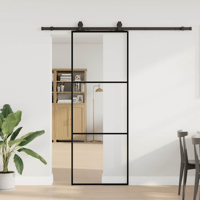 Ușă glisantă cu set de feronerie neagră 76x205 cm Sticlă ESG - WALTI WALTI