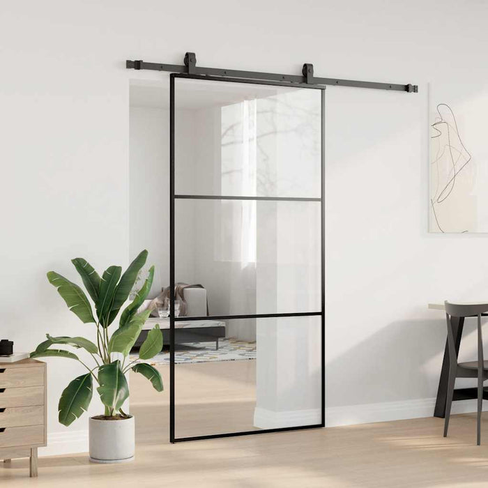 Ușă glisantă cu set de feronerie neagră 102x205 cm Sticlă ESG - WALTI WALTI