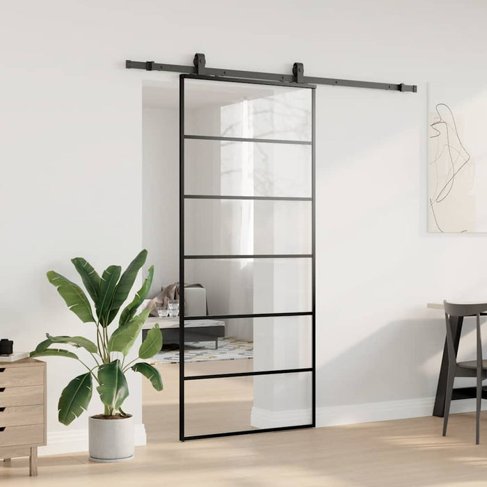 Ușă glisantă cu set de feronerie neagră 90x205 cm Sticlă ESG - WALTI WALTI