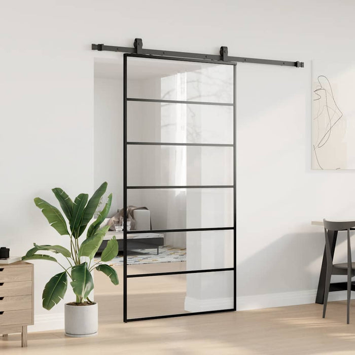 Ușă glisantă cu set de feronerie neagră 102x205 cm Sticlă ESG - WALTI WALTI