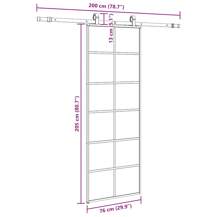 Ușă glisantă cu set de feronerie neagră 76x205 cm Sticlă ESG - WALTI WALTI